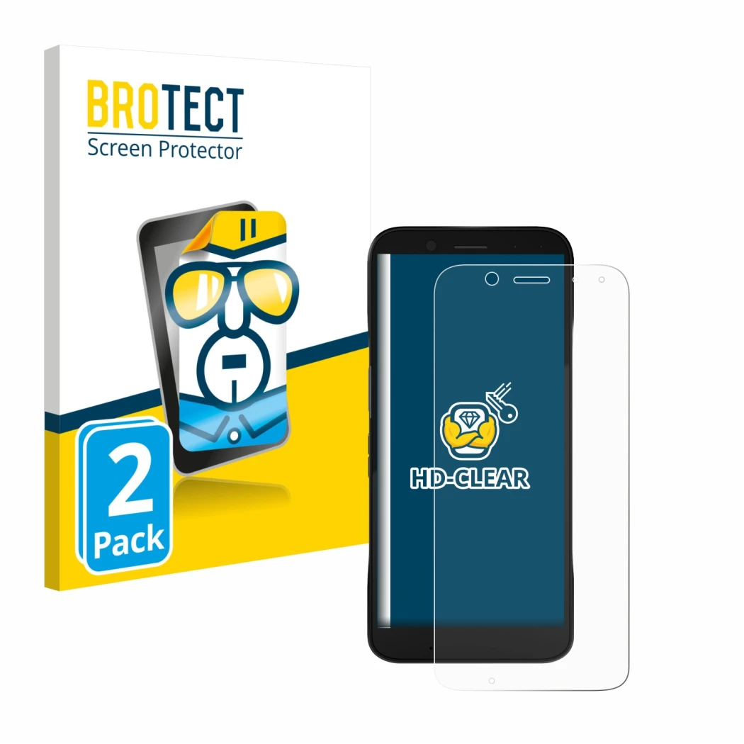 Parte frontale di una confezione del prodotto con il logo del marchio BROTECT. Accanto è raffigurato il dispositivo Datalogic 