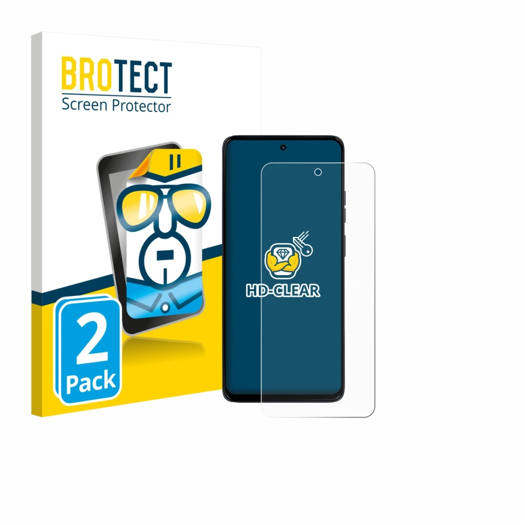 Parte frontale di una confezione del prodotto con il logo del marchio BROTECT. Accanto è raffigurato il dispositivo Motorola M