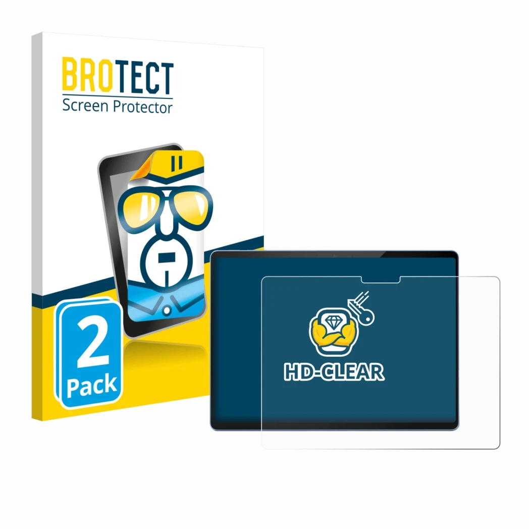 Parte frontale di una confezione del prodotto con il logo del marchio BROTECT. Accanto è raffigurato il dispositivo Microsoft 