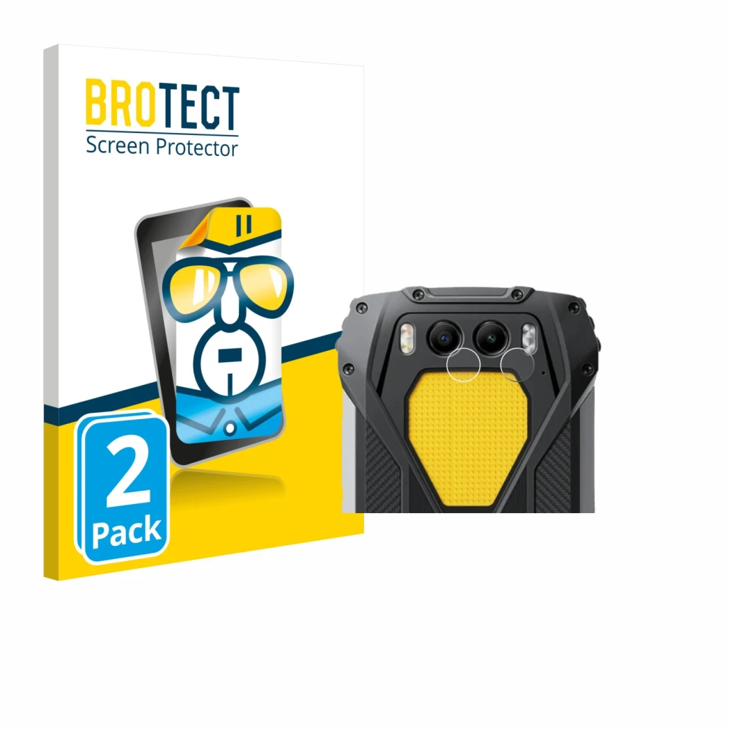 Parte frontale di una confezione del prodotto con il logo del marchio BROTECT. Accanto è raffigurato il dispositivo Blackview 
