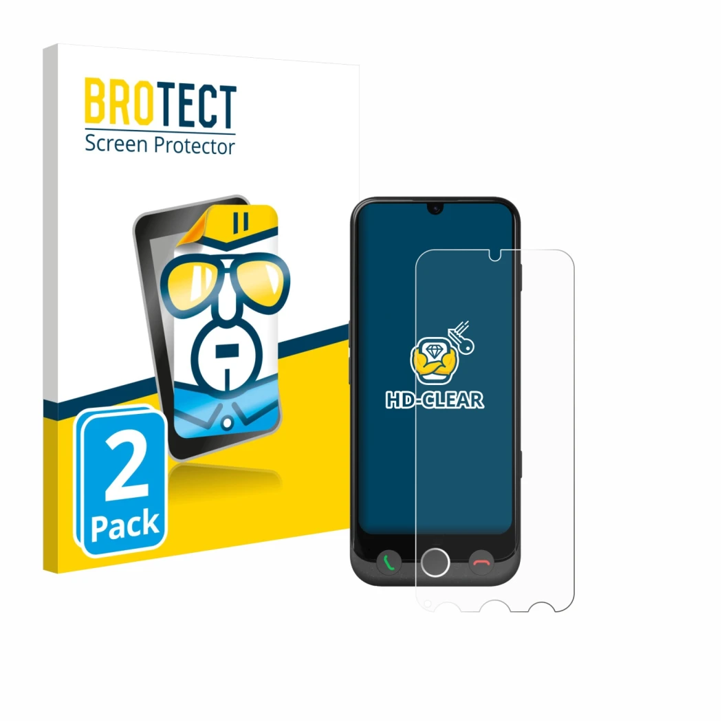 Parte frontale di una confezione del prodotto con il logo del marchio BROTECT. Accanto è raffigurato il dispositivo Doro Auror