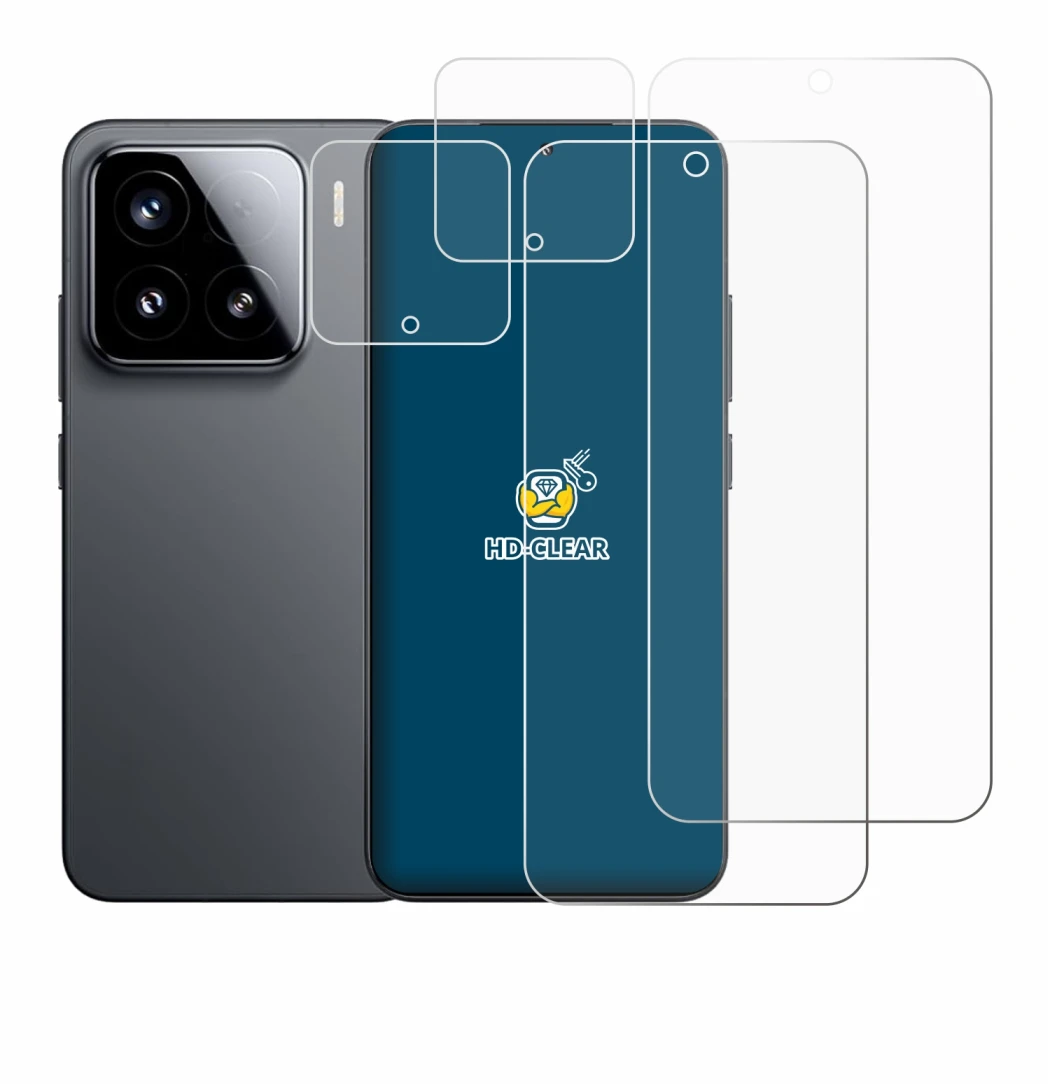 Immagine del dispositivo Xiaomi 15 (Fronte+Fotocamera) con un'ampia varietà di protezioni per lo schermo.