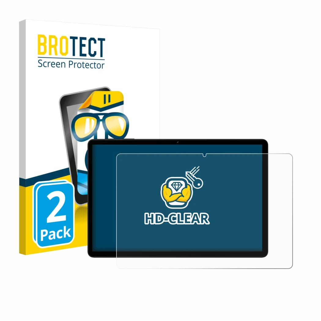 Parte frontale di una confezione del prodotto con il logo del marchio BROTECT. Accanto è raffigurato il dispositivo Doogee Tab