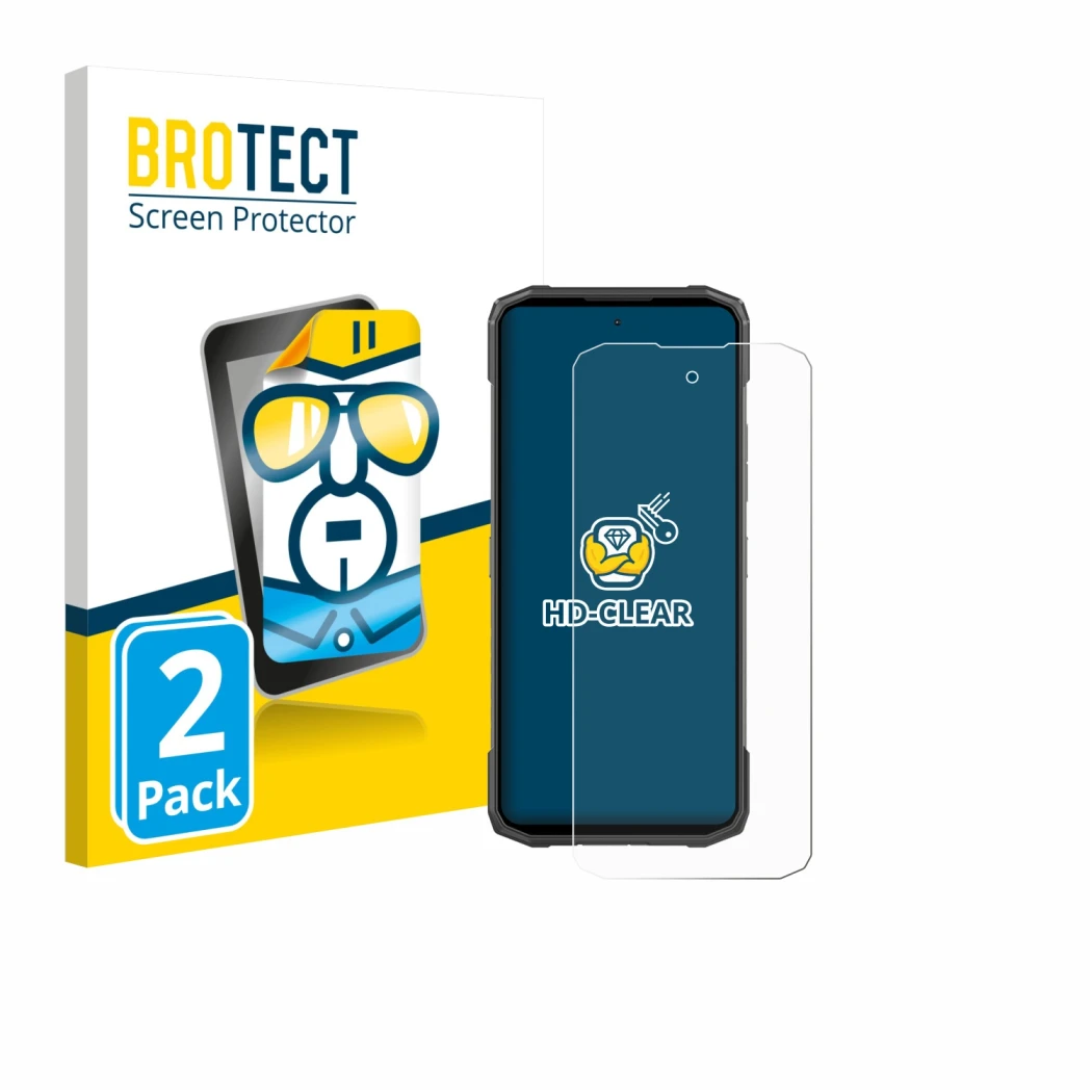 Parte frontale di una confezione del prodotto con il logo del marchio BROTECT. Accanto è raffigurato il dispositivo Doogee Bla