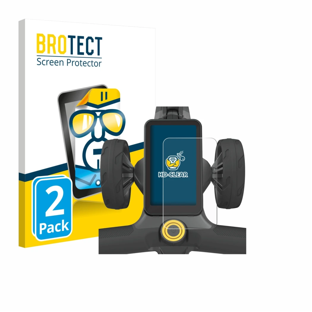 Parte frontale di una confezione del prodotto con il logo del marchio BROTECT. Accanto è raffigurato il dispositivo PowaKaddy