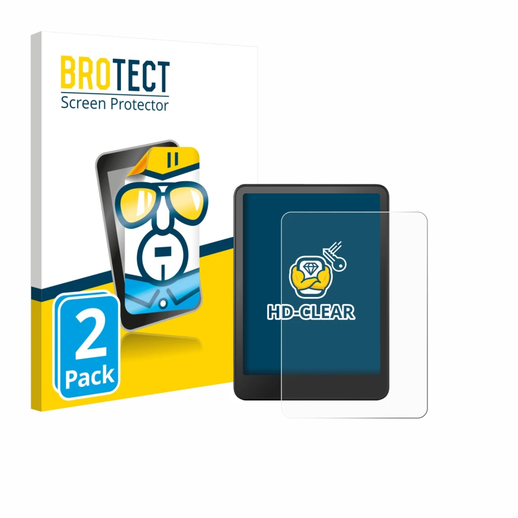 Parte frontale di una confezione del prodotto con il logo del marchio BROTECT. Accanto è raffigurato il dispositivo Amazon Kin