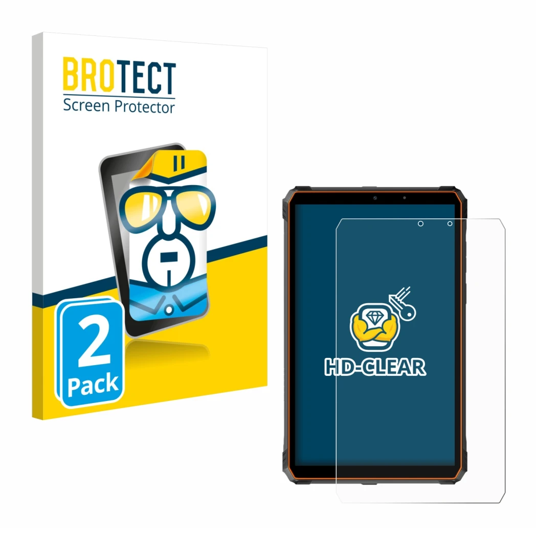 Parte frontale di una confezione del prodotto con il logo del marchio BROTECT. Accanto è raffigurato il dispositivo Blackview 