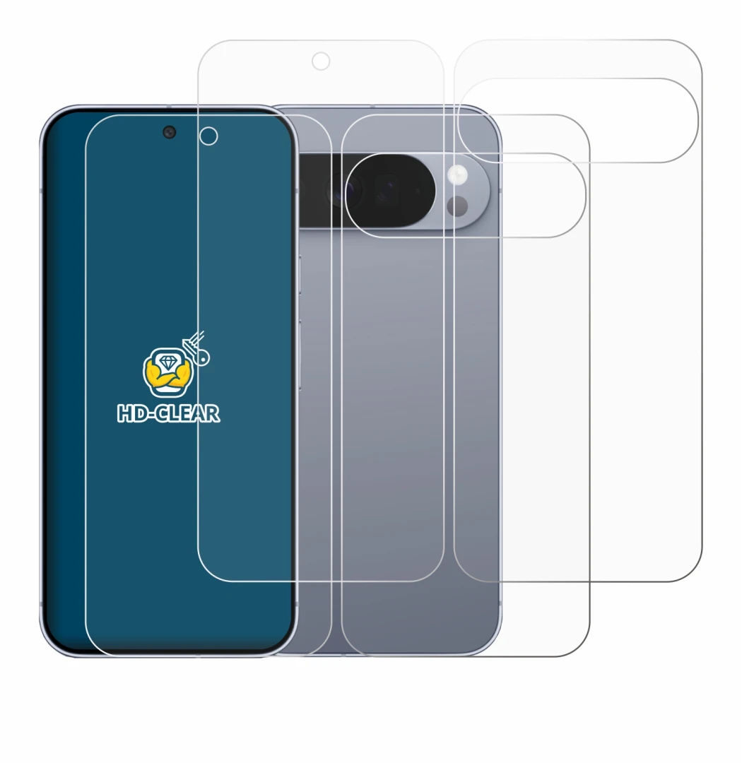 Immagine del dispositivo Google Pixel 10 Pro XL (Fronte+Retro) con un'ampia varietà di protezioni per lo schermo.