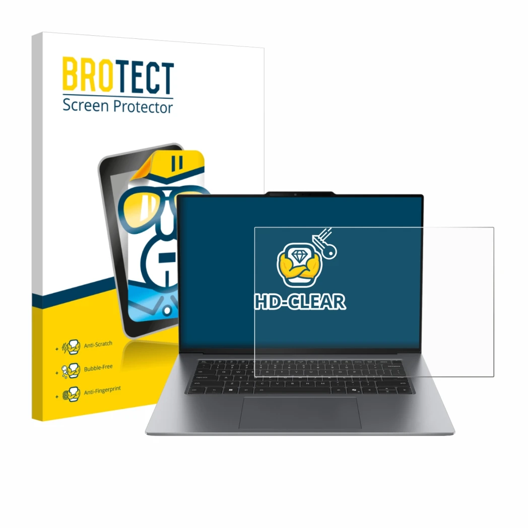 Parte frontale di una confezione del prodotto con il logo del marchio BROTECT. Accanto è raffigurato il dispositivo Lenovo Thi