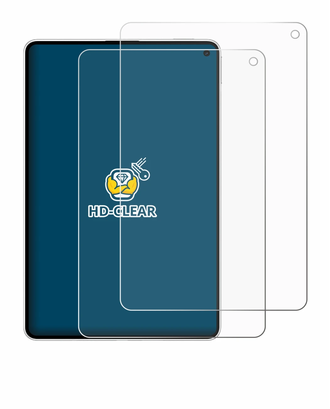 Immagine del dispositivo Huawei MatePad Mini con un'ampia varietà di protezioni per lo schermo.