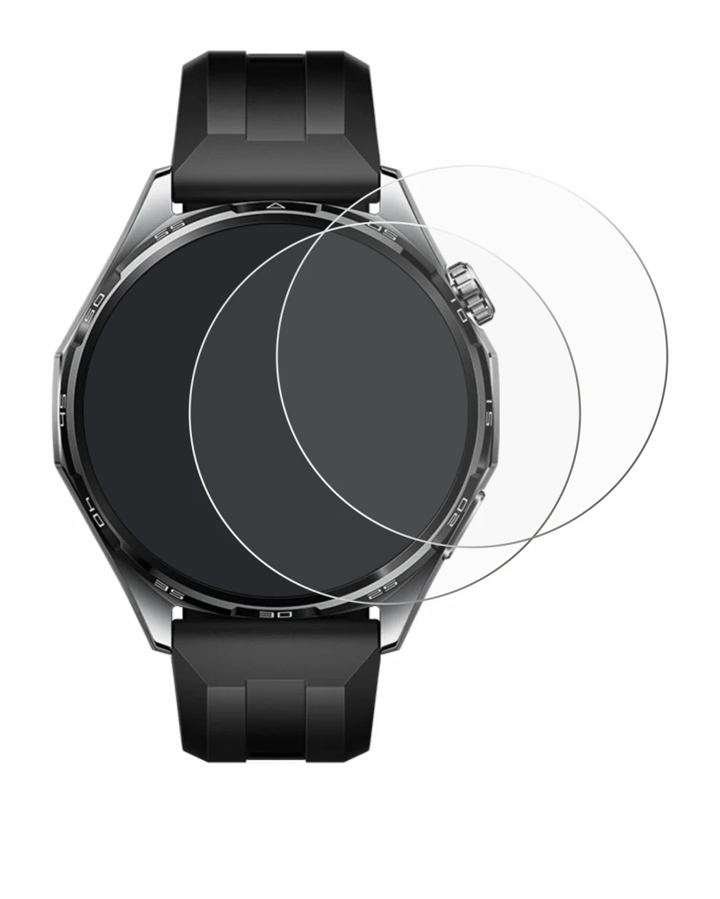 Immagine del dispositivo Huawei Watch GT 6 (46 mm) con un'ampia varietà di protezioni per lo schermo.