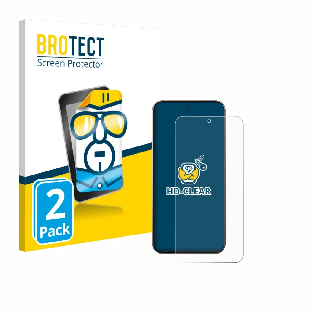 Parte frontale di una confezione del prodotto con il logo del marchio BROTECT. Accanto è raffigurato il dispositivo Xiaomi 15T