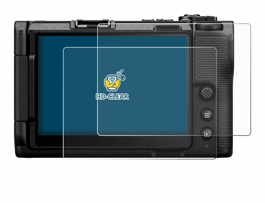 Immagine del dispositivo Nikon ZR con un'ampia varietà di protezioni per lo schermo.