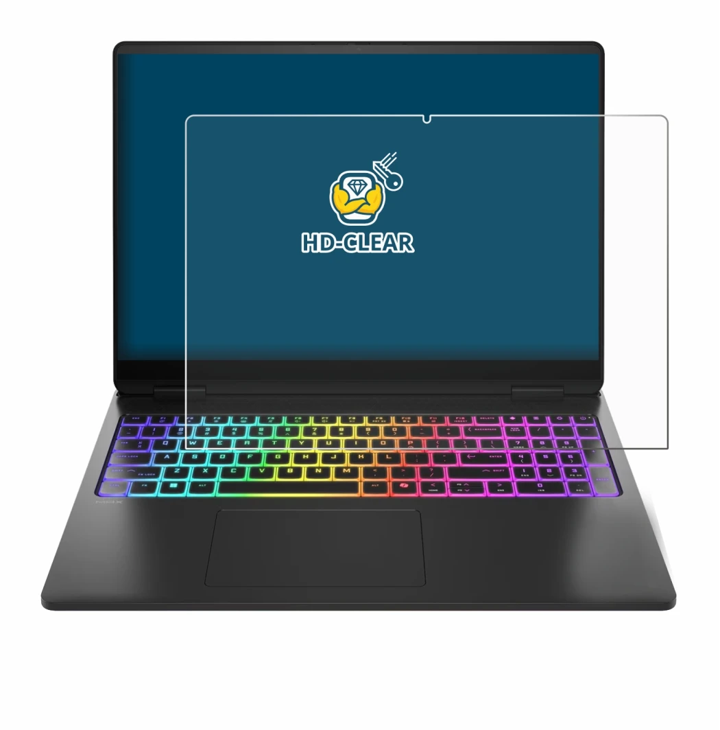Immagine del dispositivo HP Omen Max 16 con un'ampia varietà di protezioni per lo schermo.