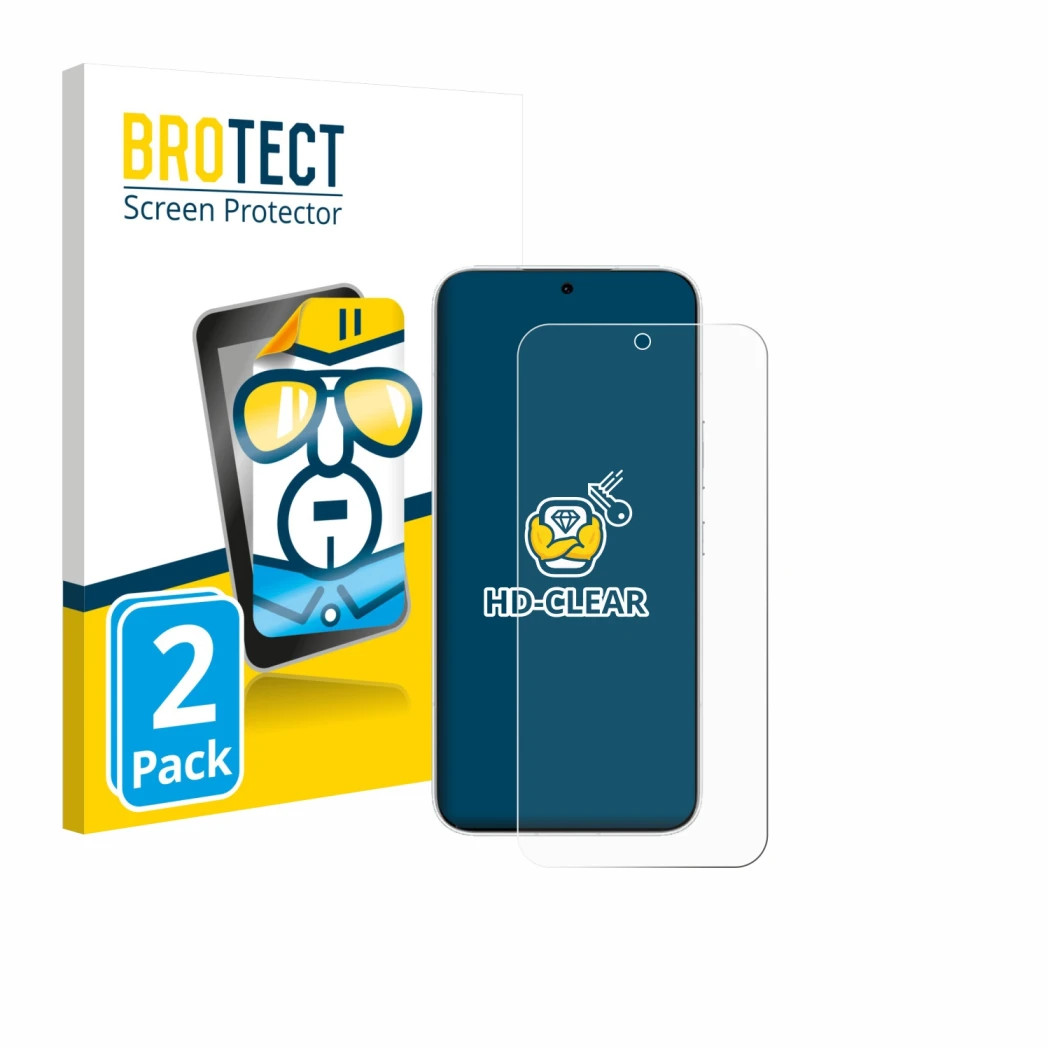 Parte frontale di una confezione del prodotto con il logo del marchio BROTECT. Accanto è raffigurato il dispositivo Honor 500 