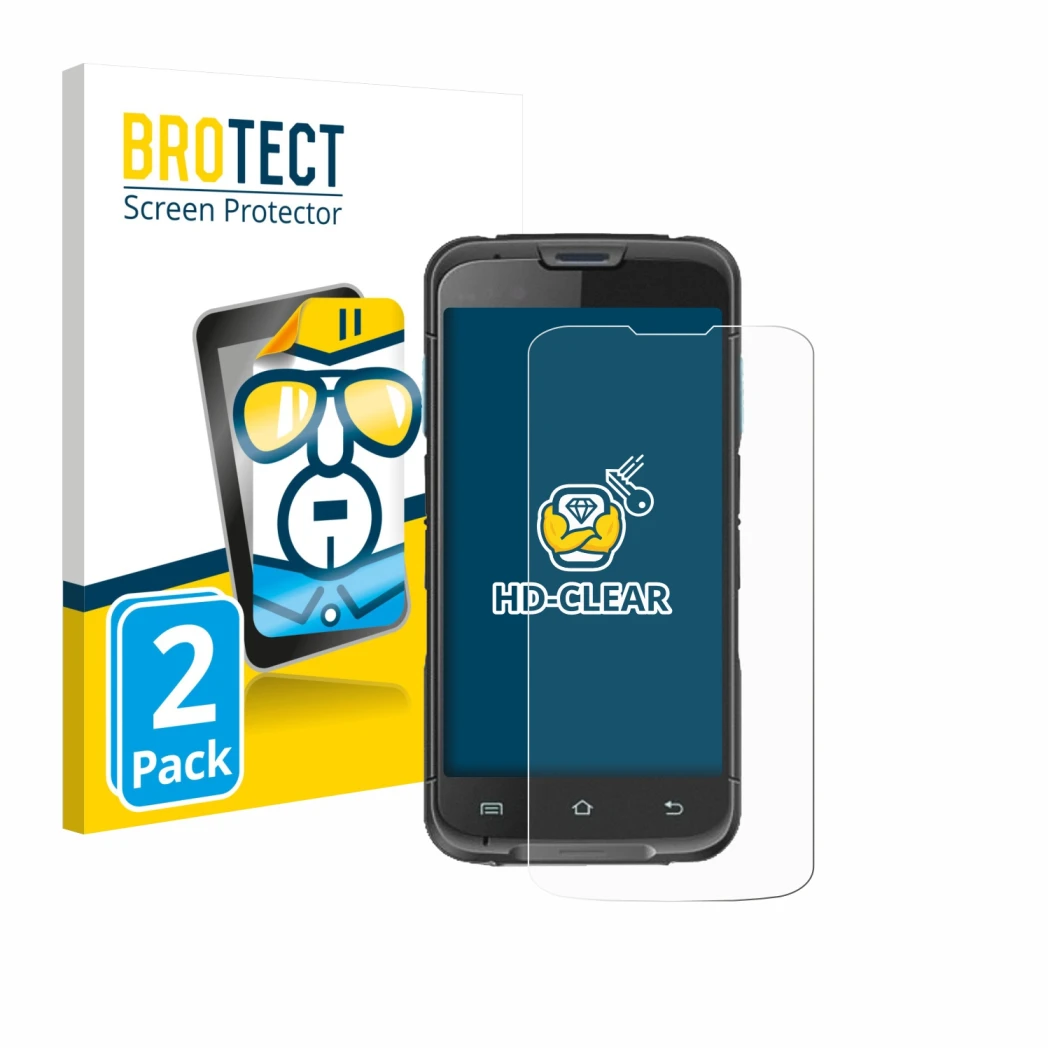 Parte frontale di una confezione del prodotto con il logo del marchio BROTECT. Accanto è raffigurato il dispositivo Unitech EA