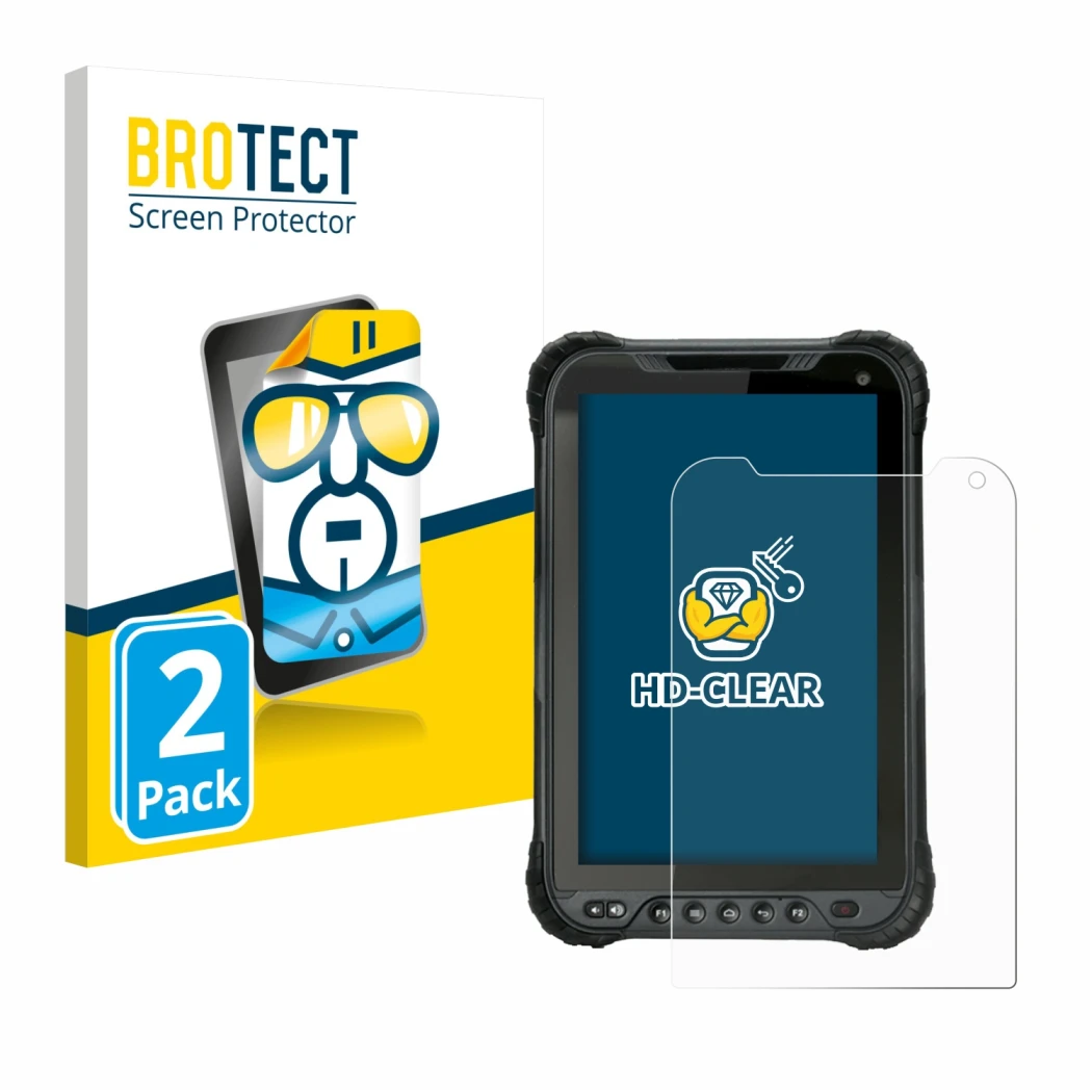 Parte frontale di una confezione del prodotto con il logo del marchio BROTECT. Accanto è raffigurato il dispositivo Unitech TB