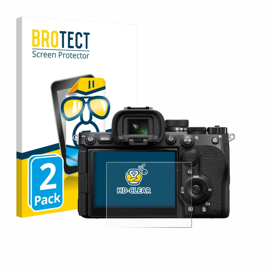 Parte frontale di una confezione del prodotto con il logo del marchio BROTECT. Accanto è raffigurato il dispositivo Sony Alpha