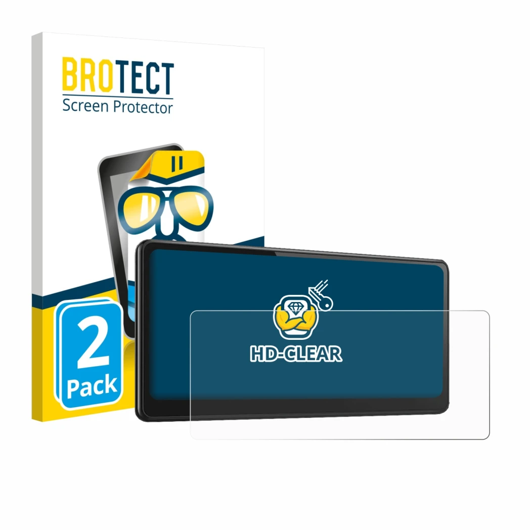 Parte frontale di una confezione del prodotto con il logo del marchio BROTECT. Accanto è raffigurato il dispositivo CarpodGo T