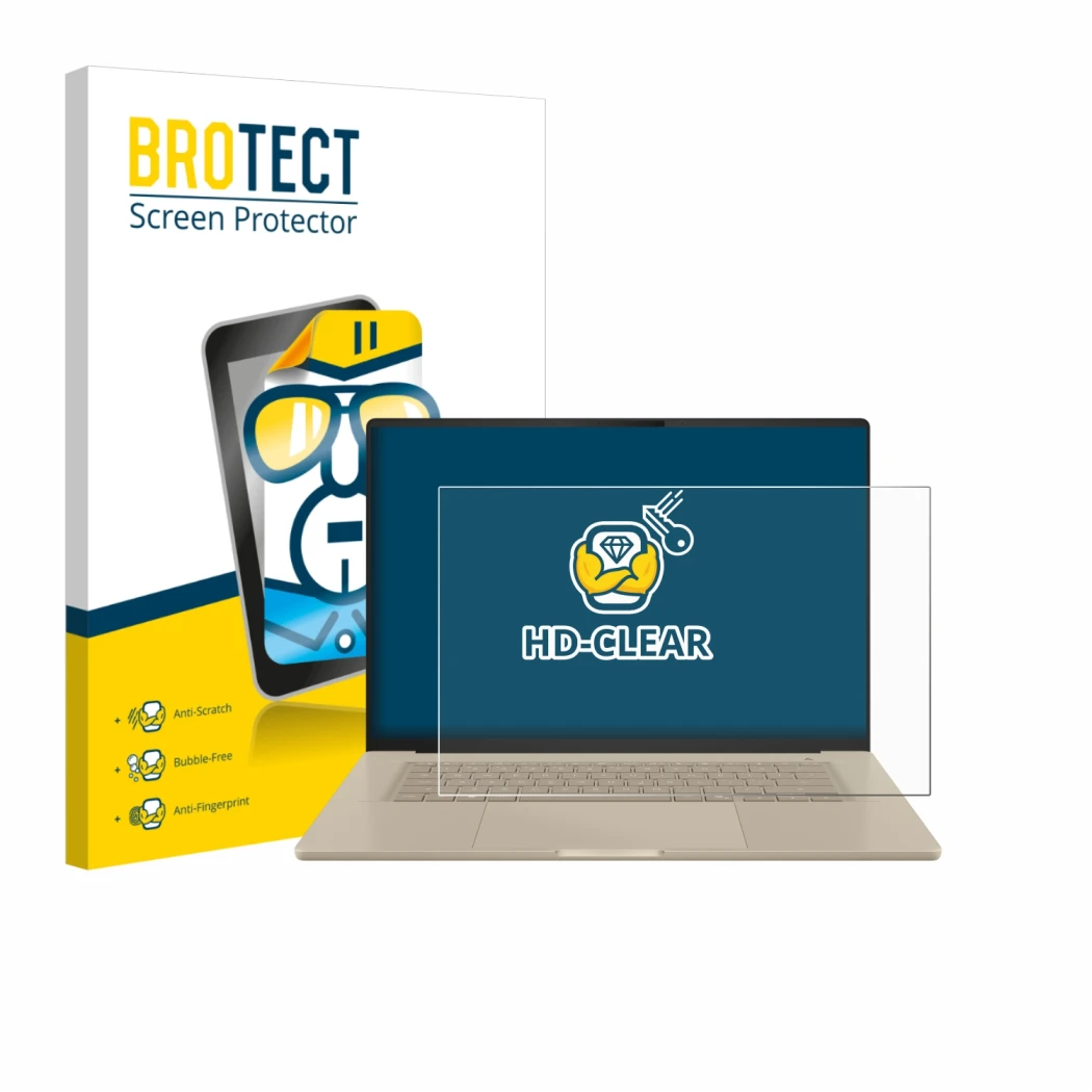 Parte frontale di una confezione del prodotto con il logo del marchio BROTECT. Accanto è raffigurato il dispositivo ASUS ZenBo