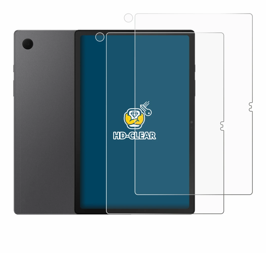 Immagine del dispositivo Samsung Galaxy Tab A8 (Fronte+Fotocamera) con un'ampia varietà di protezioni per lo schermo.