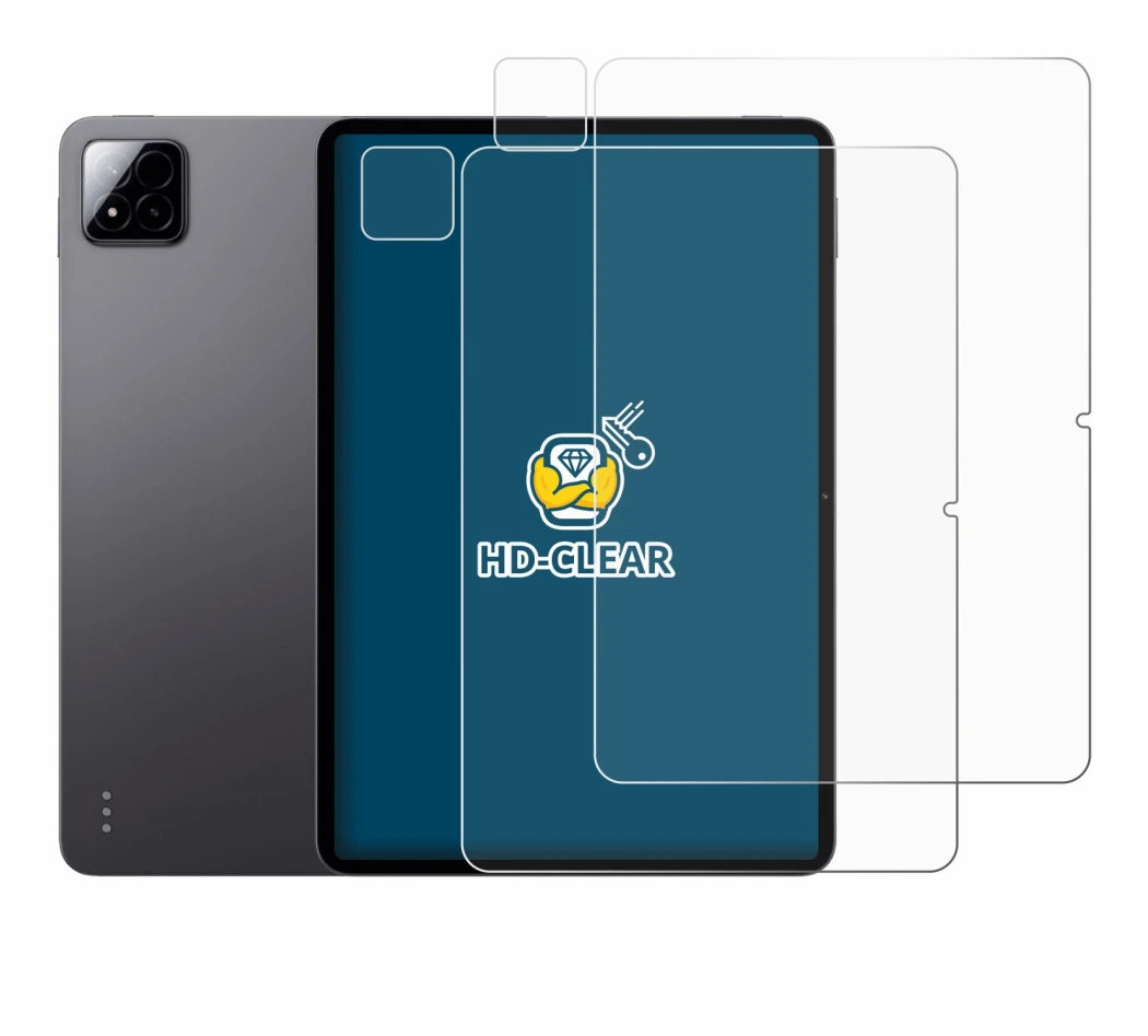 Immagine del dispositivo Xiaomi Pad 7 Pro (Fronte+Fotocamera) con un'ampia varietà di protezioni per lo schermo.