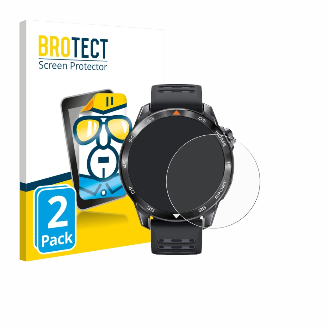 Parte frontale di una confezione del prodotto con il logo del marchio BROTECT. Accanto è raffigurato il dispositivo Xiaomi Mib