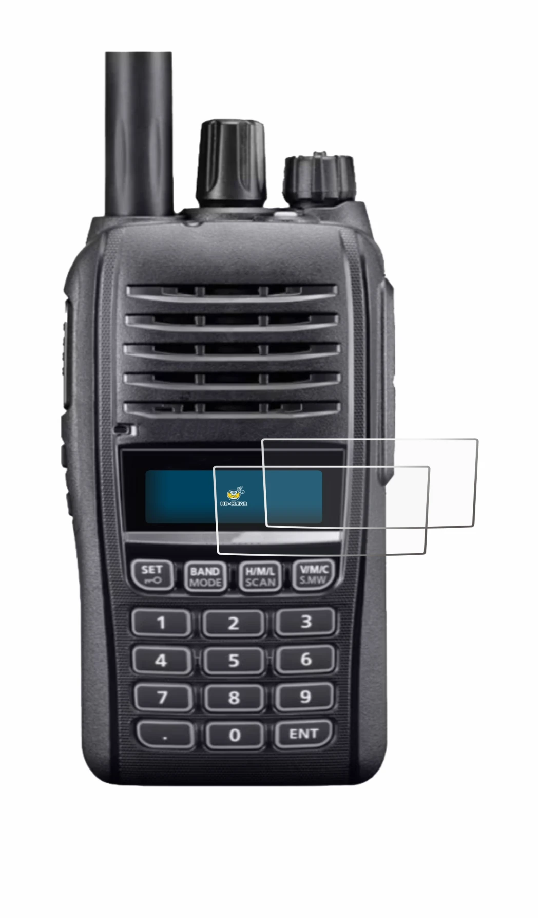 Immagine del dispositivo Icom IC-T10 con un'ampia varietà di protezioni per lo schermo.