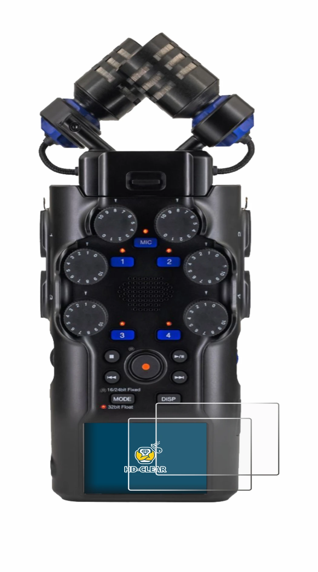 Immagine del dispositivo Zoom H6 studio con un'ampia varietà di protezioni per lo schermo.