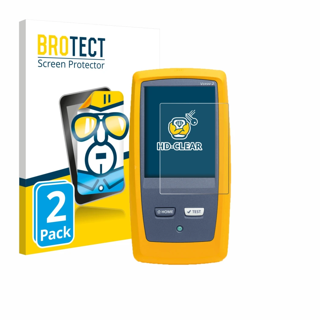 Parte frontale di una confezione del prodotto con il logo del marchio BROTECT. Accanto è raffigurato il dispositivo Fluke DSX8