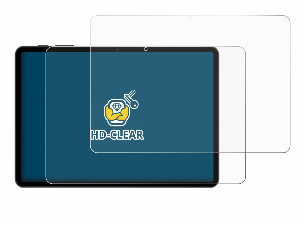 Immagine del dispositivo Doogee Tab A9 Pro con un'ampia varietà di protezioni per lo schermo.