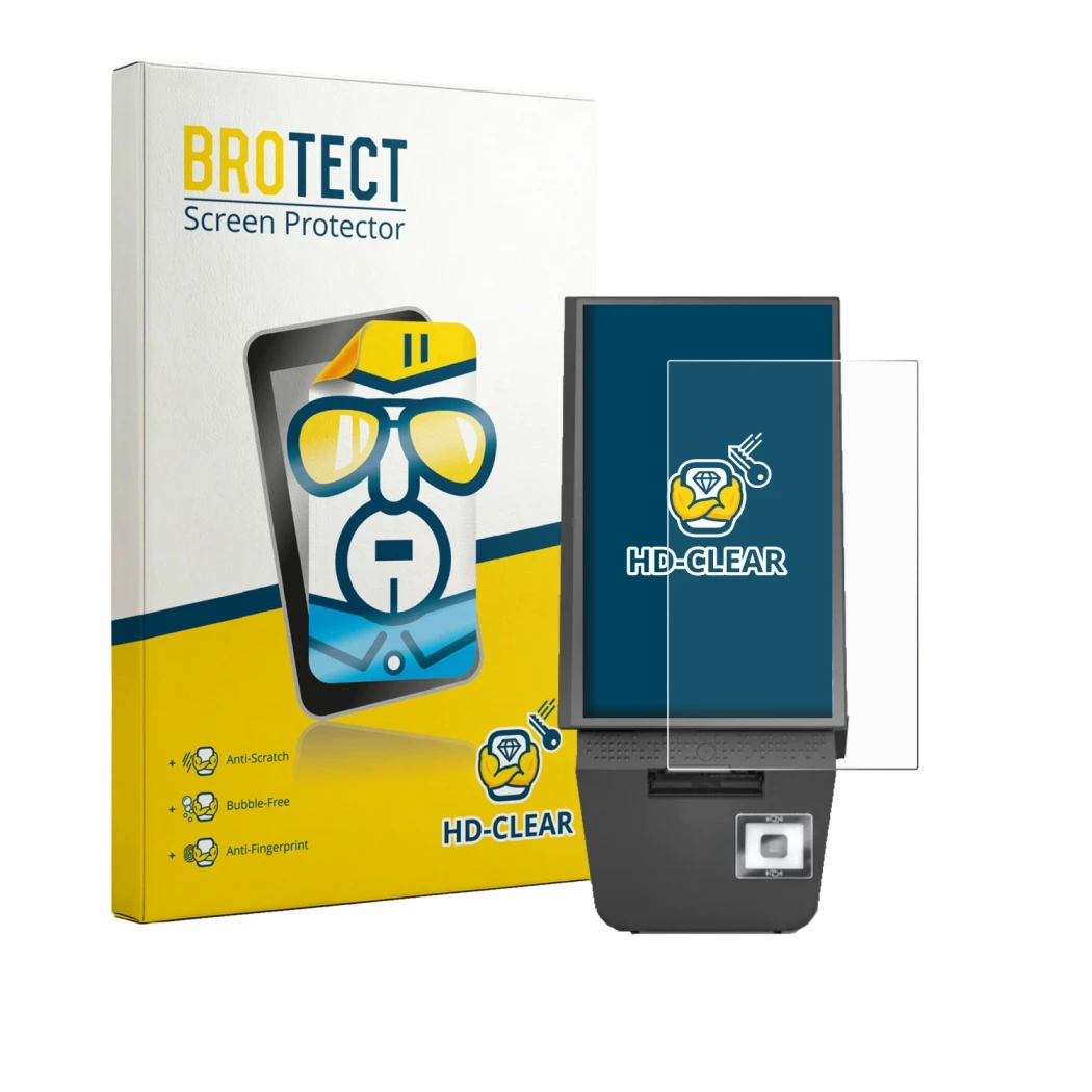 Parte frontale di una confezione del prodotto con il logo del marchio BROTECT. Accanto è raffigurato il dispositivo Pyramid Co