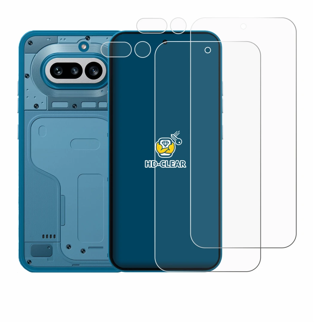 Immagine del dispositivo Nothing Phone (4a) (Fronte+Fotocamera) con un'ampia varietà di protezioni per lo schermo.