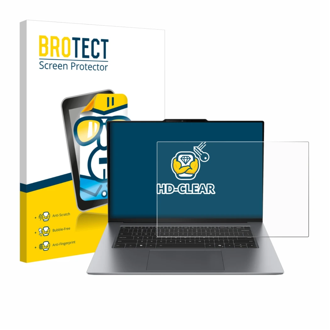 Parte frontale di una confezione del prodotto con il logo del marchio BROTECT. Accanto è raffigurato il dispositivo Lenovo Thi