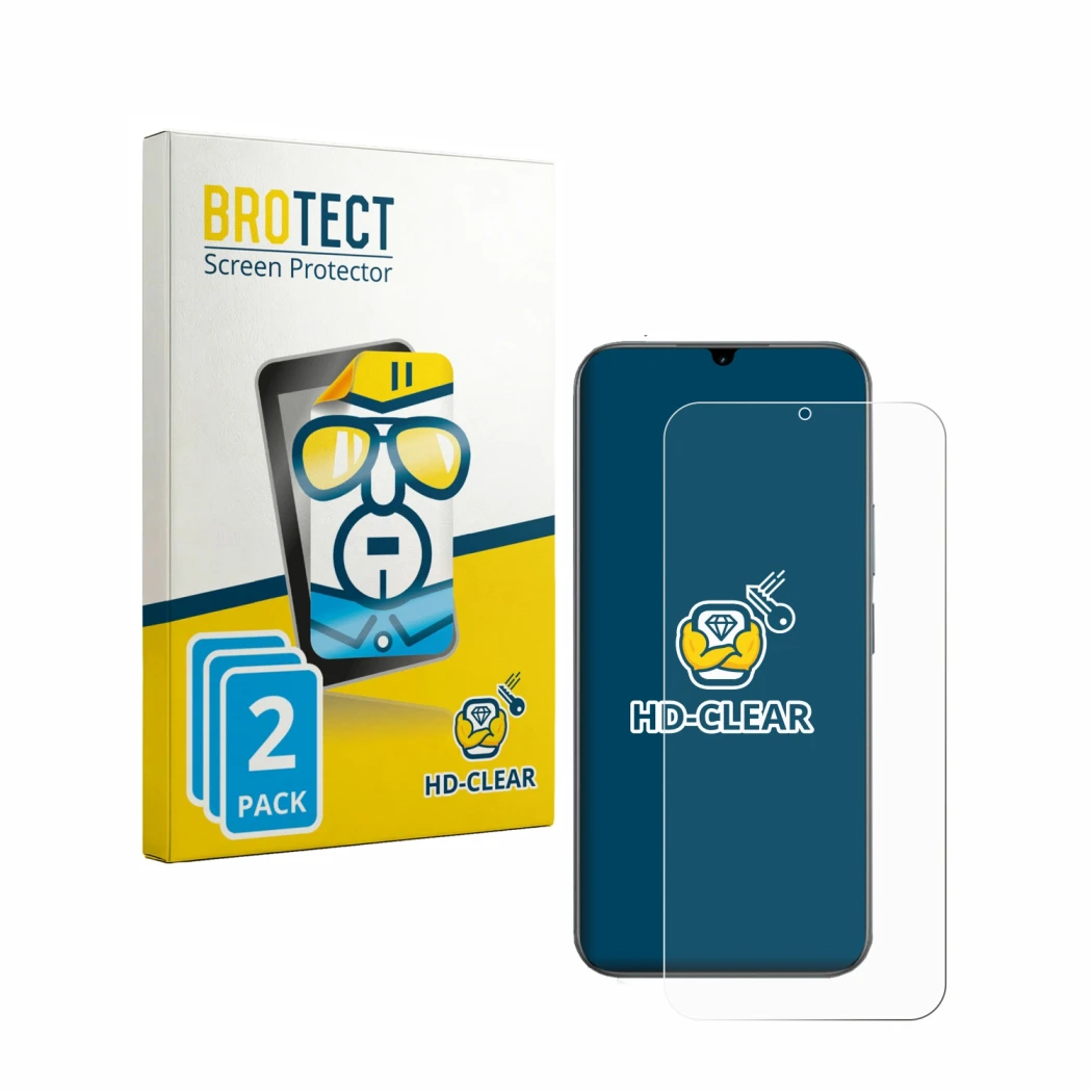 Parte frontale di una confezione del prodotto con il logo del marchio BROTECT. Accanto è raffigurato il dispositivo realme C10