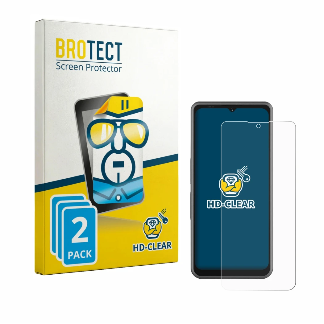 Parte frontale di una confezione del prodotto con il logo del marchio BROTECT. Accanto è raffigurato il dispositivo Sonim XP P
