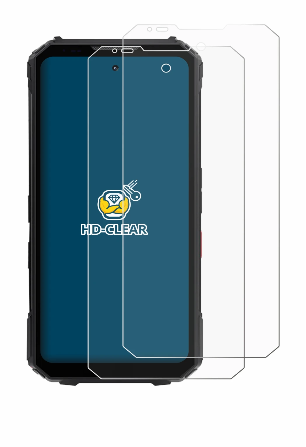 Immagine del dispositivo Doogee V Max LR con un'ampia varietà di protezioni per lo schermo.