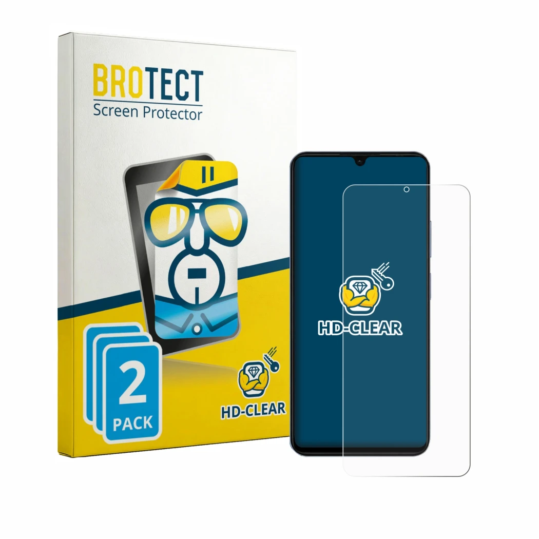 Parte frontale di una confezione del prodotto con il logo del marchio BROTECT. Accanto è raffigurato il dispositivo Blackview