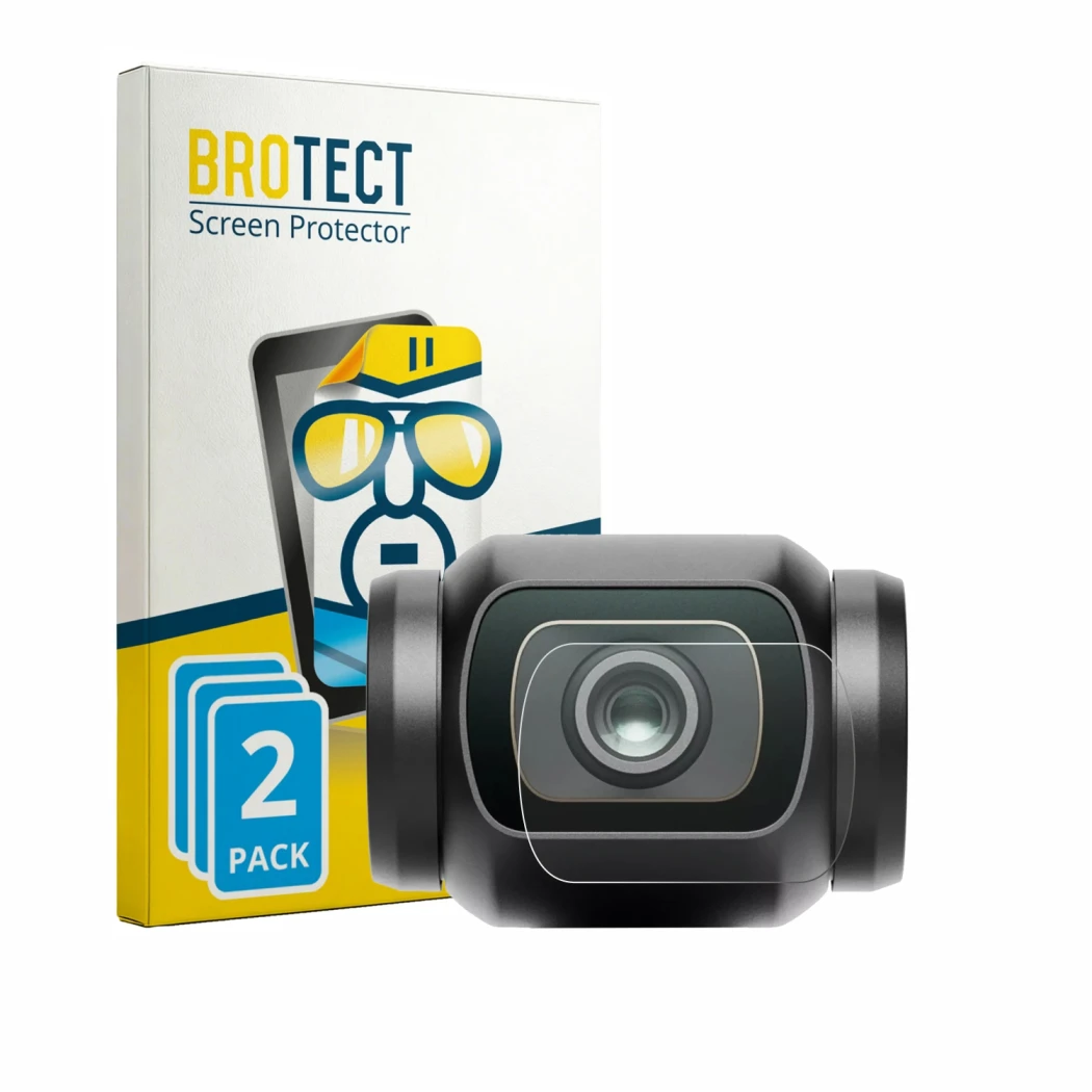 Parte frontale di una confezione del prodotto con il logo del marchio BROTECT. Accanto è raffigurato il dispositivo DJI Osmo P