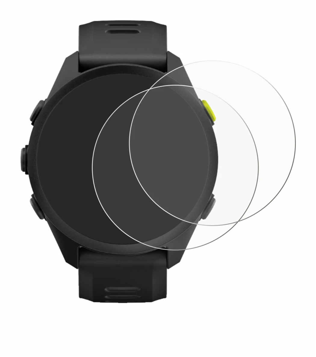Immagine del dispositivo Garmin Forerunner 70 con un'ampia varietà di protezioni per lo schermo.