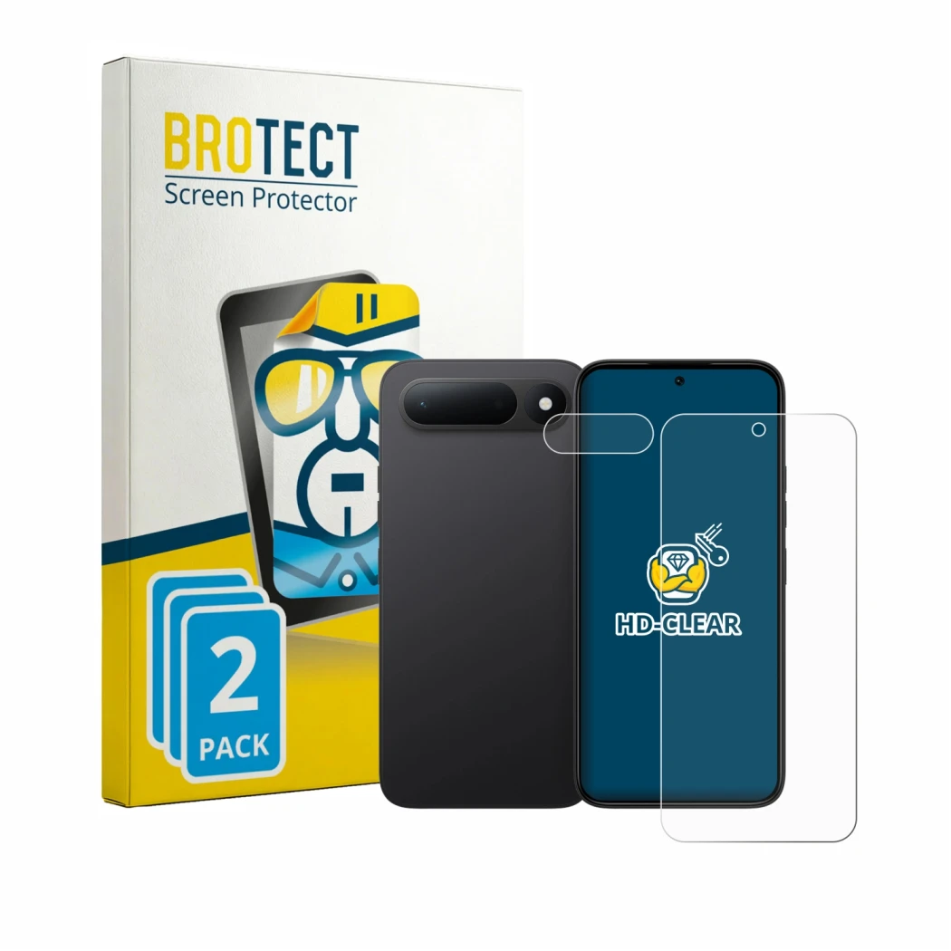 Parte frontale di una confezione del prodotto con il logo del marchio BROTECT. Accanto è raffigurato il dispositivo Tecno Spar