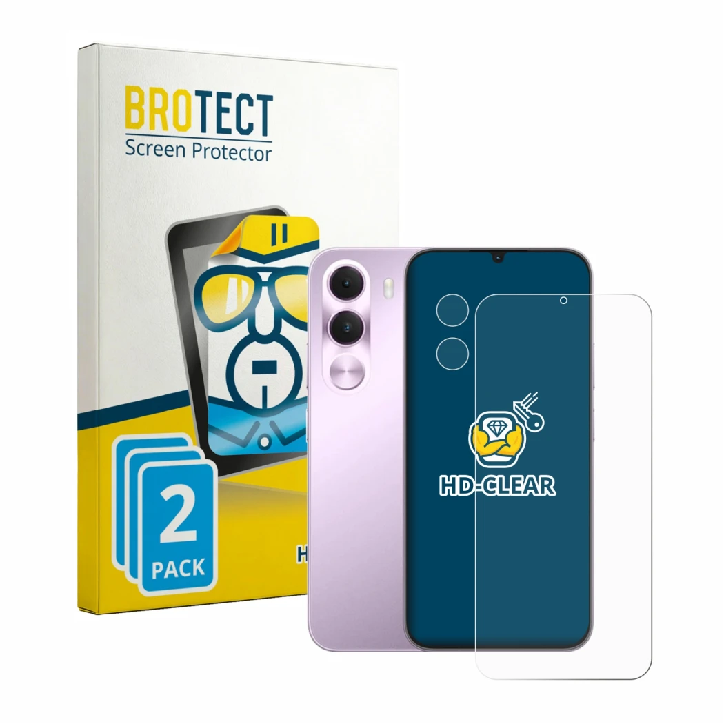 Parte frontale di una confezione del prodotto con il logo del marchio BROTECT. Accanto è raffigurato il dispositivo realme C10