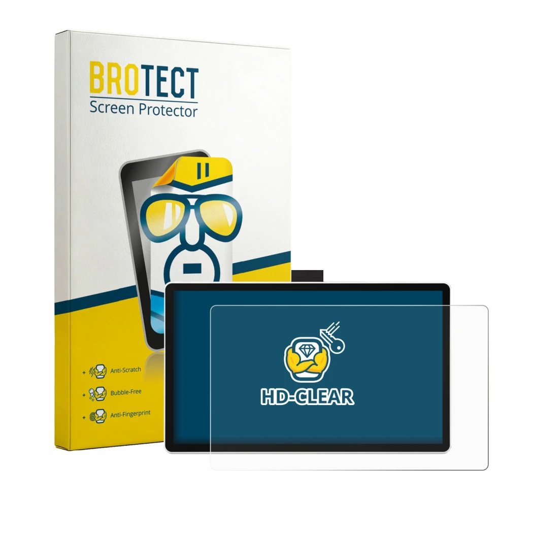 Parte frontale di una confezione del prodotto con il logo del marchio BROTECT. Accanto è raffigurato il dispositivo Wacom One