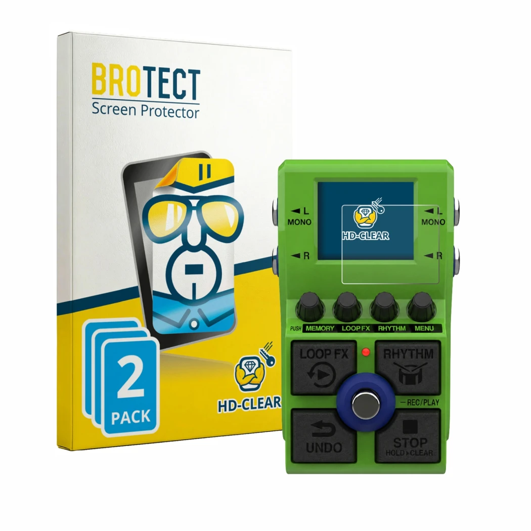 Parte frontale di una confezione del prodotto con il logo del marchio BROTECT. Accanto è raffigurato il dispositivo Zoom MS-90