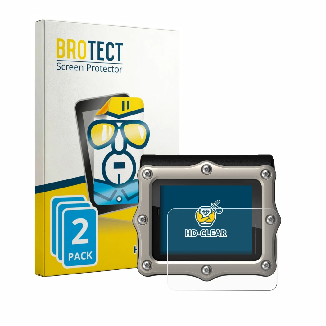 Parte frontale di una confezione del prodotto con il logo del marchio BROTECT. Accanto è raffigurato il dispositivo Shearwater