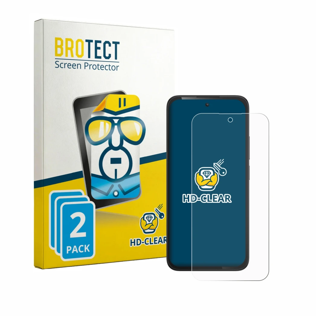 Parte frontale di una confezione del prodotto con il logo del marchio BROTECT. Accanto è raffigurato il dispositivo TCL K70 4G