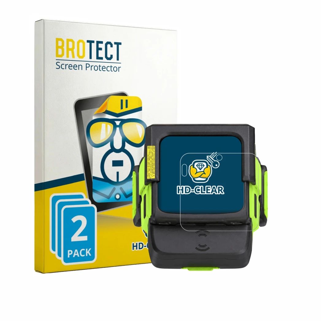 Parte frontale di una confezione del prodotto con il logo del marchio BROTECT. Accanto è raffigurato il dispositivo Zebra WS50