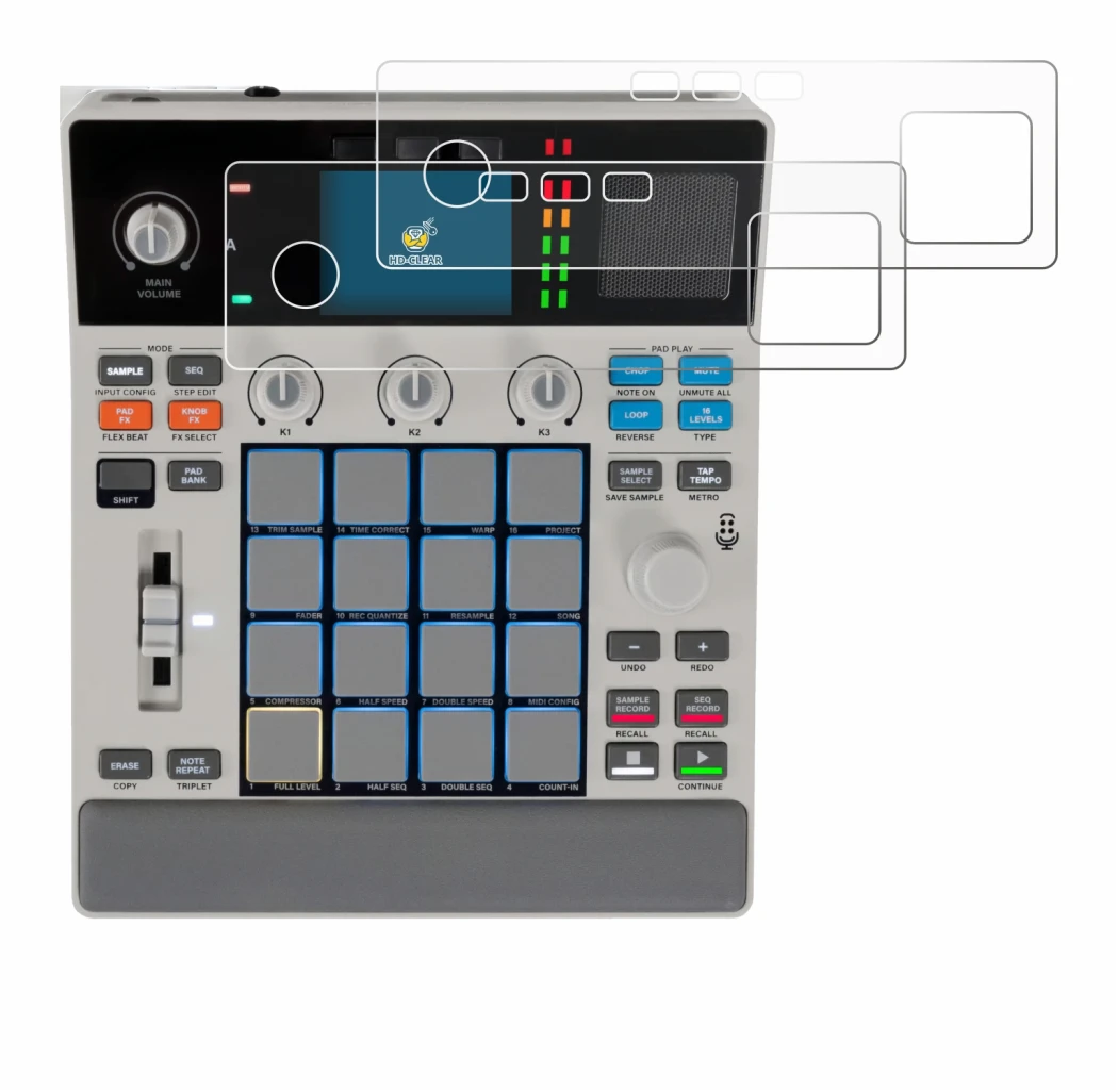 Immagine del dispositivo Akai MPC Sample con un'ampia varietà di protezioni per lo schermo.