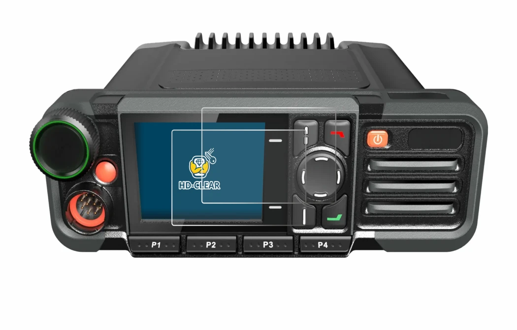 Immagine del dispositivo Hytera HM785 con un'ampia varietà di protezioni per lo schermo.