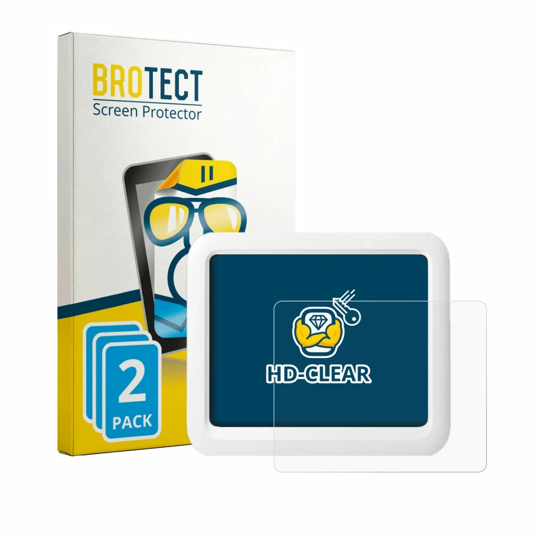 Parte frontale di una confezione del prodotto con il logo del marchio BROTECT. Accanto è raffigurato il dispositivo SwitchBot